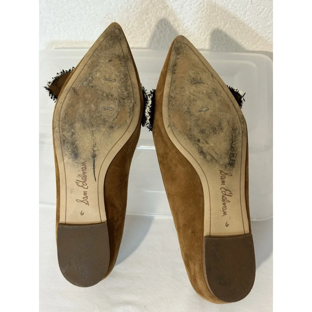 Sam Edelman Rochester Suede Leather Pointed Flats Golden Brown Size 6 Career - Picture 8 of 11